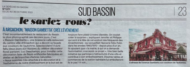 Lire la suite à propos de l’article La dépêche du Bassin – 2022