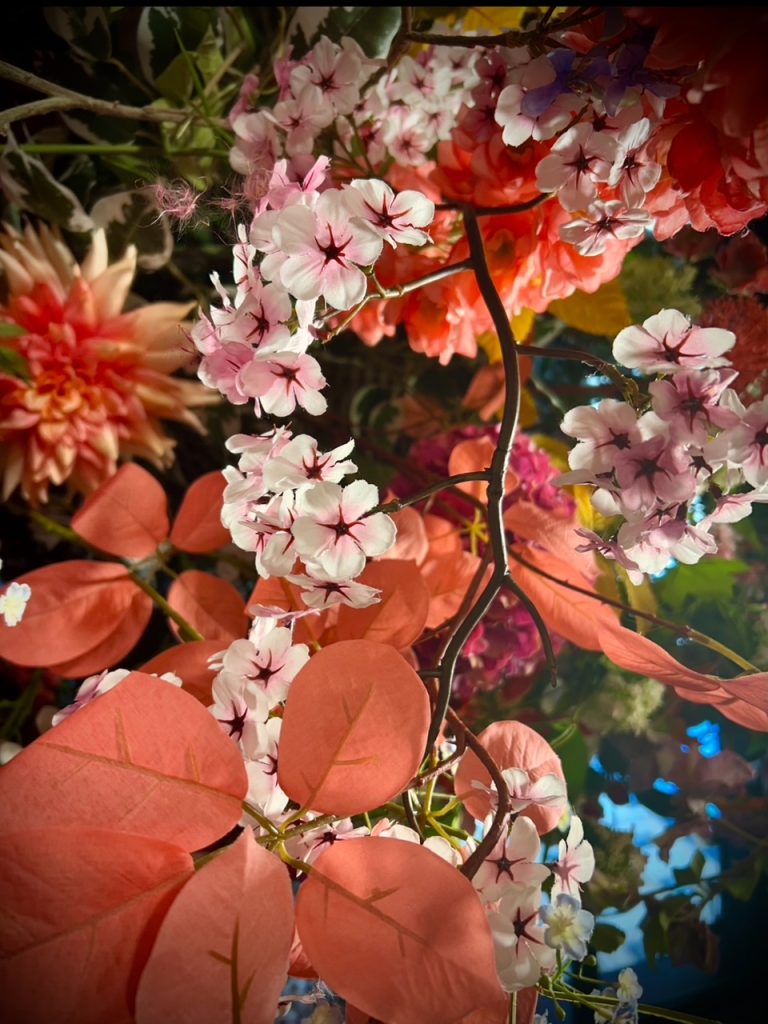 Fleurs artificielles roses saumon